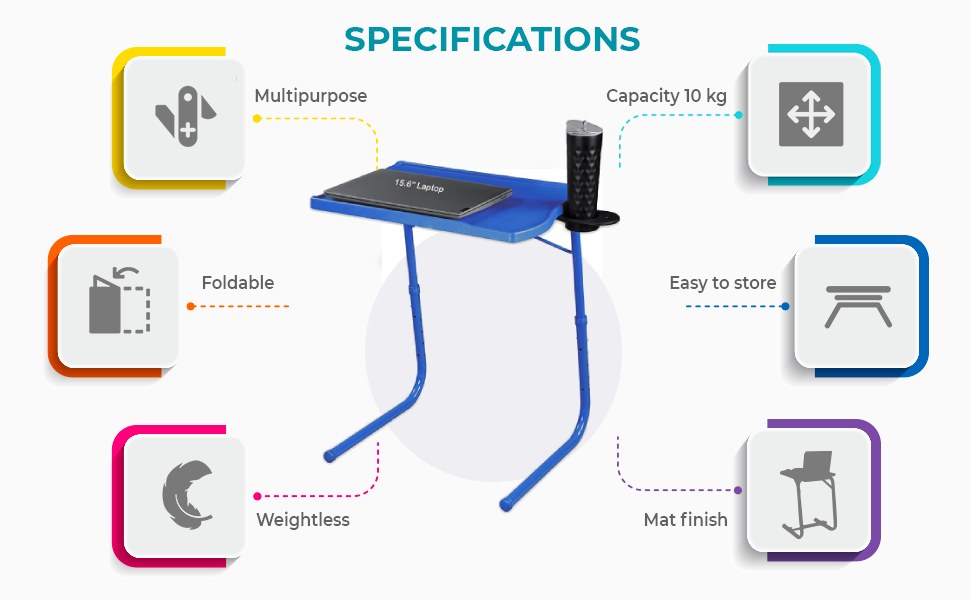 TABLE MAGIC - Pro with Cup-Holder Extended Work Space Table Mate Blue M